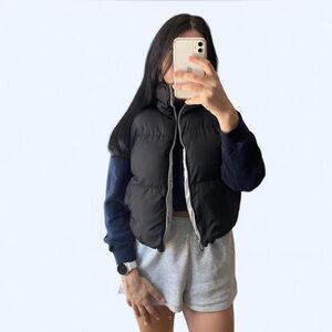 Reversible Black and Silver Women's Puffer Vest